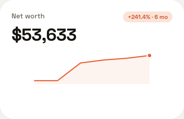 Net worth card with sparkline